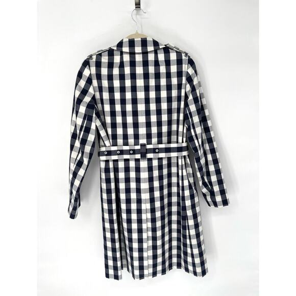 NWT J. Crew Navy Blue Icon Belted Trench in Oversized Gingham Plaid size 4 - Picture 5 of 8